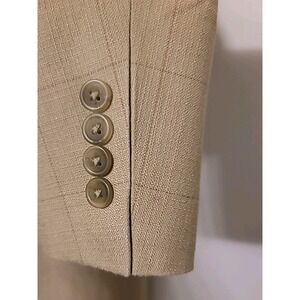Men's 100 Percent Silk Blazer Size 40L Suit Jacket Beige‎ Windowpane Pronto Uomo